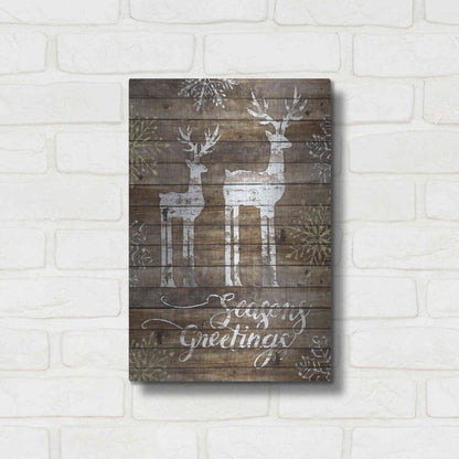 Luxe Metal Art 'Season's Greetings Deer' by Cindy Jacobs, Metal Wall Art,12x16