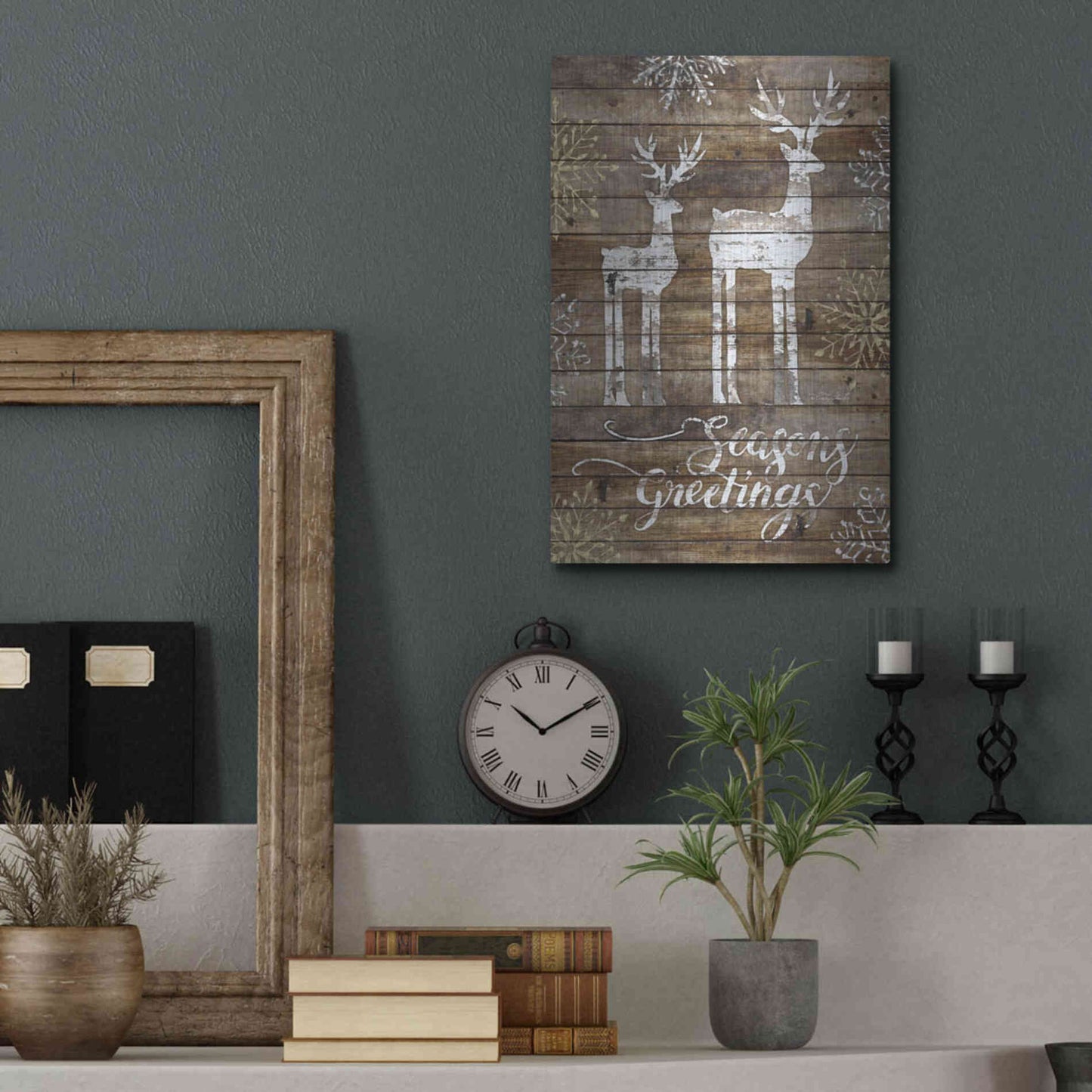 Luxe Metal Art 'Season's Greetings Deer' by Cindy Jacobs, Metal Wall Art,12x16