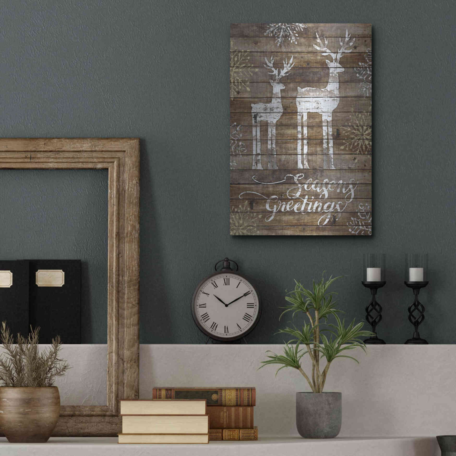 Luxe Metal Art 'Season's Greetings Deer' by Cindy Jacobs, Metal Wall Art,12x16
