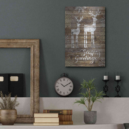 Luxe Metal Art 'Season's Greetings Deer' by Cindy Jacobs, Metal Wall Art,12x16