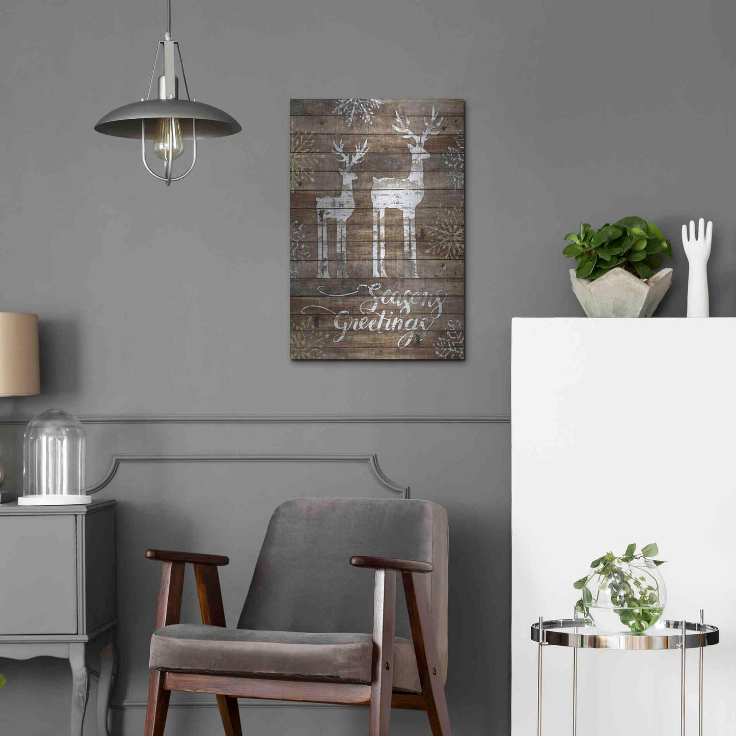 Luxe Metal Art 'Season's Greetings Deer' by Cindy Jacobs, Metal Wall Art,16x24