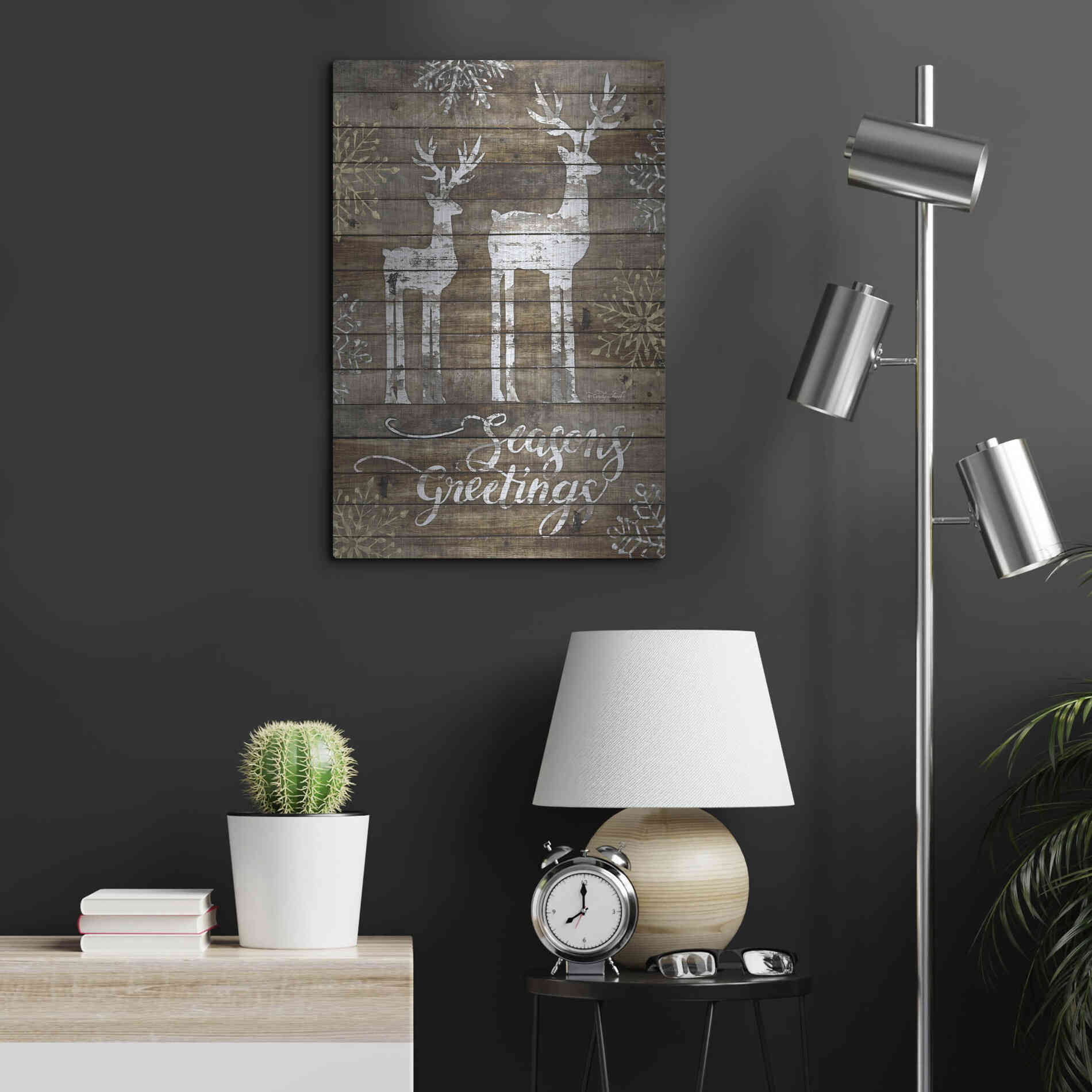 Luxe Metal Art 'Season's Greetings Deer' by Cindy Jacobs, Metal Wall Art,16x24
