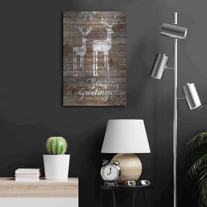 Luxe Metal Art 'Season's Greetings Deer' by Cindy Jacobs, Metal Wall Art,16x24