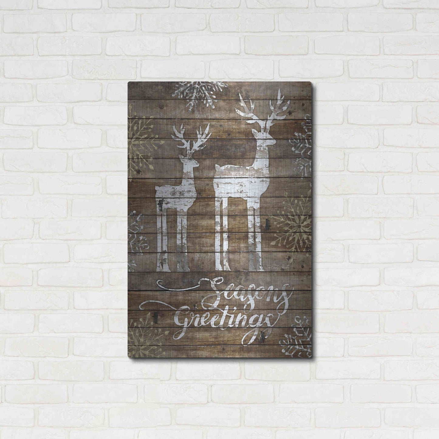 Luxe Metal Art 'Season's Greetings Deer' by Cindy Jacobs, Metal Wall Art,24x36