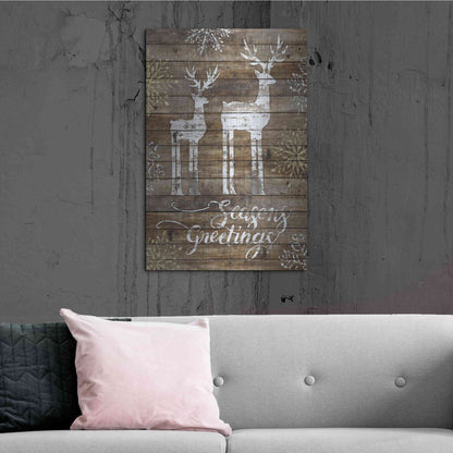 Luxe Metal Art 'Season's Greetings Deer' by Cindy Jacobs, Metal Wall Art,24x36