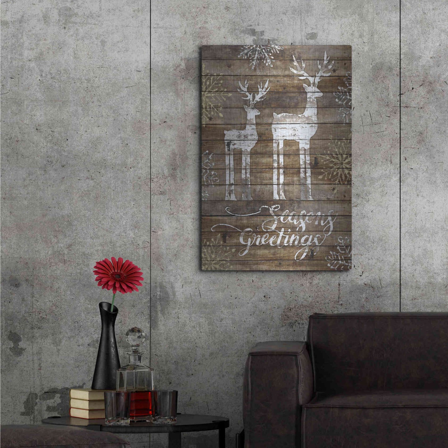 Luxe Metal Art 'Season's Greetings Deer' by Cindy Jacobs, Metal Wall Art,24x36