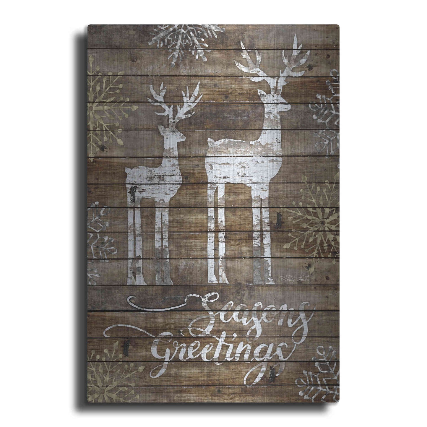 Luxe Metal Art 'Season's Greetings Deer' by Cindy Jacobs, Metal Wall Art
