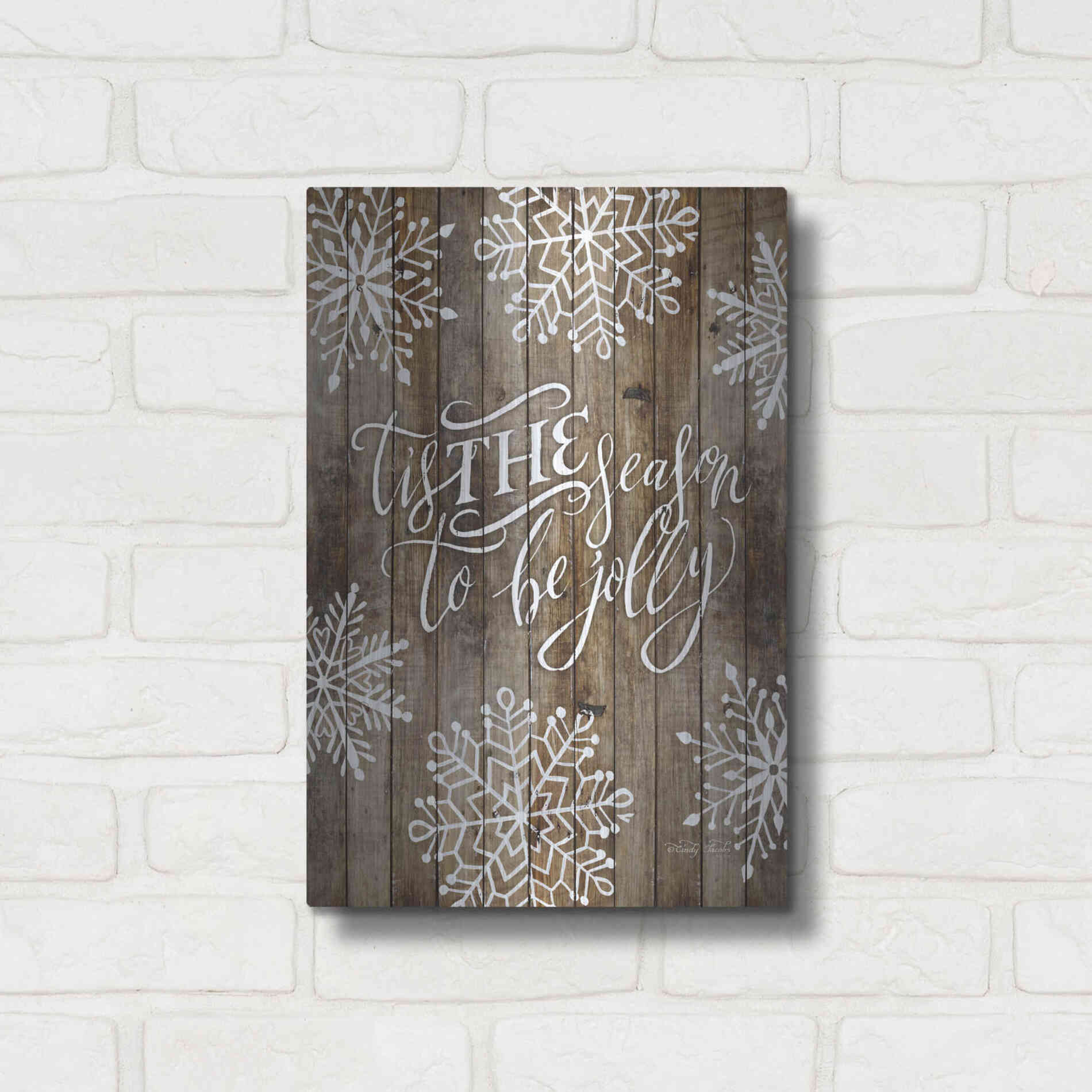 Luxe Metal Art 'Tis the Season Snowflakes' by Cindy Jacobs, Metal Wall Art,12x16