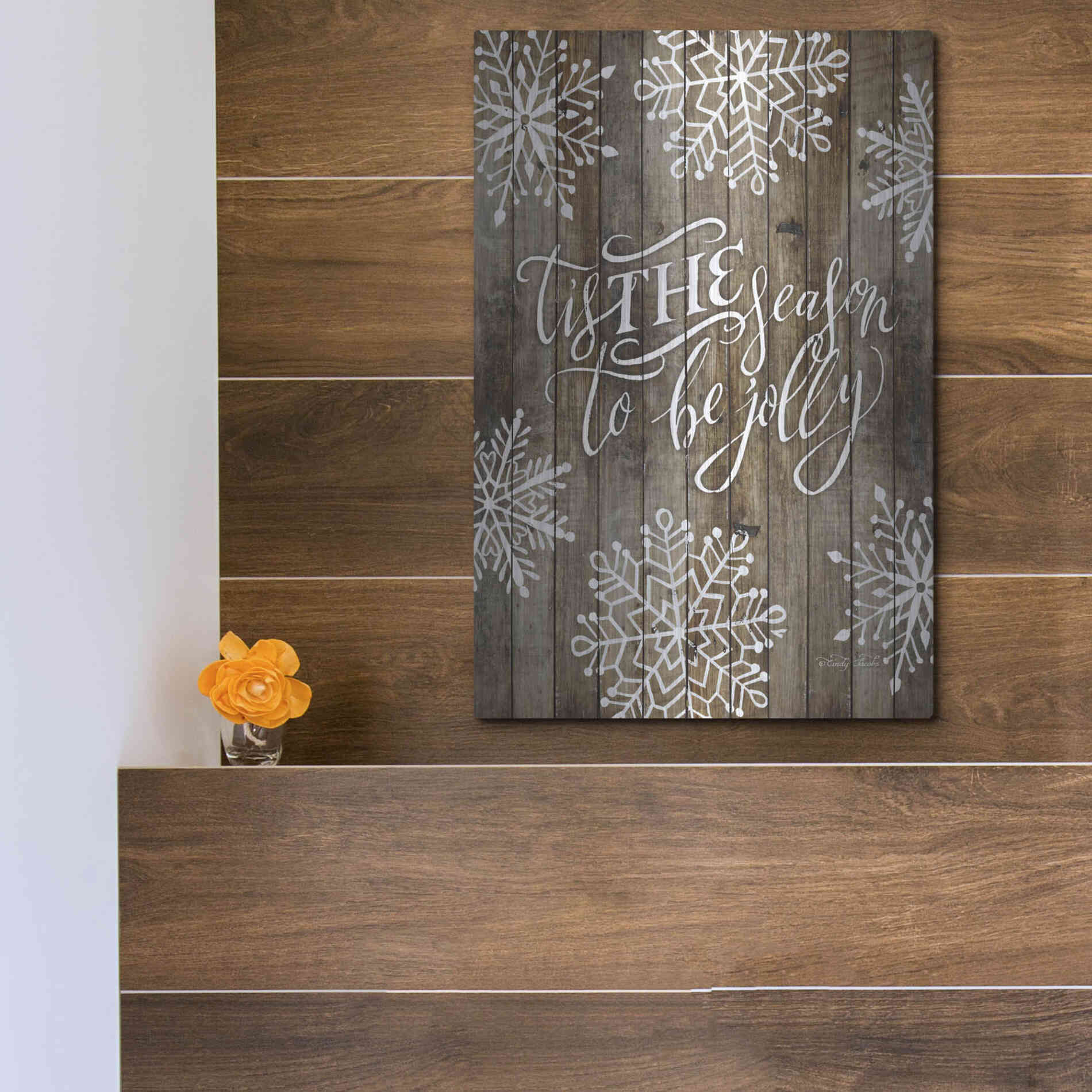 Luxe Metal Art 'Tis the Season Snowflakes' by Cindy Jacobs, Metal Wall Art,12x16