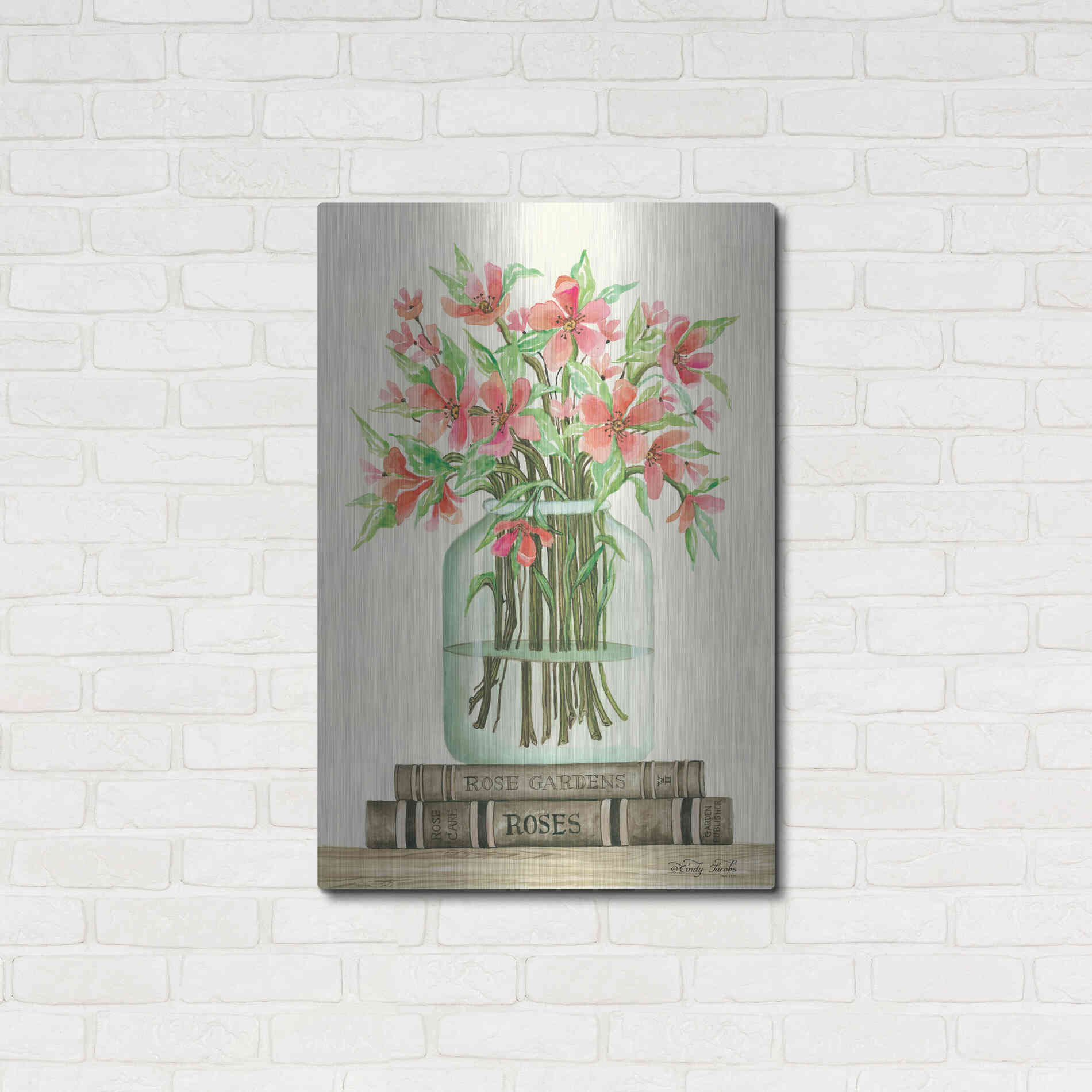 Luxe Metal Art 'Book Bouquet II' by Cindy Jacobs, Metal Wall Art,24x36