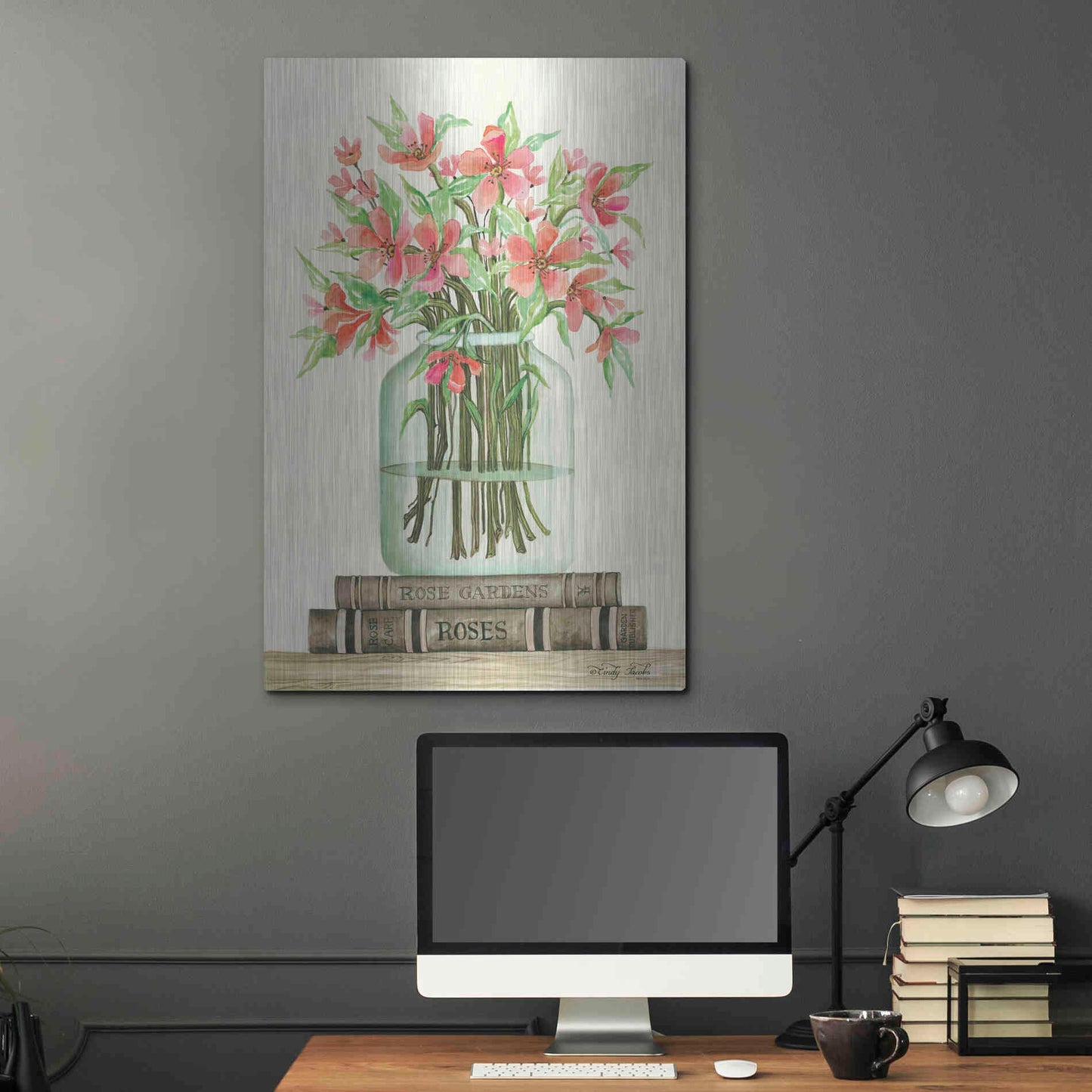 Luxe Metal Art 'Book Bouquet II' by Cindy Jacobs, Metal Wall Art,24x36