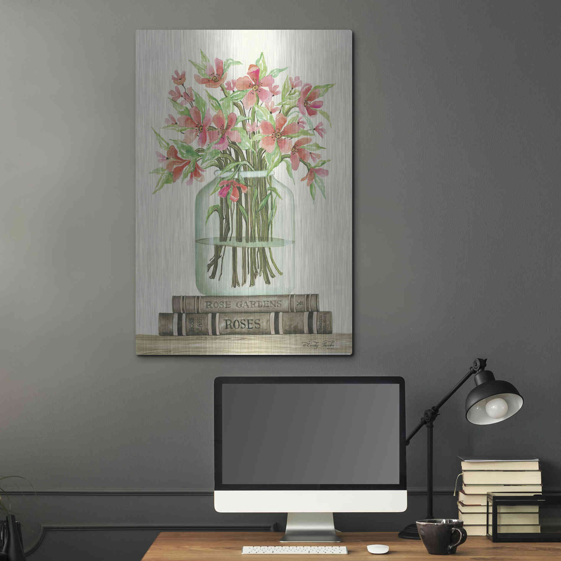 Luxe Metal Art 'Book Bouquet II' by Cindy Jacobs, Metal Wall Art,24x36