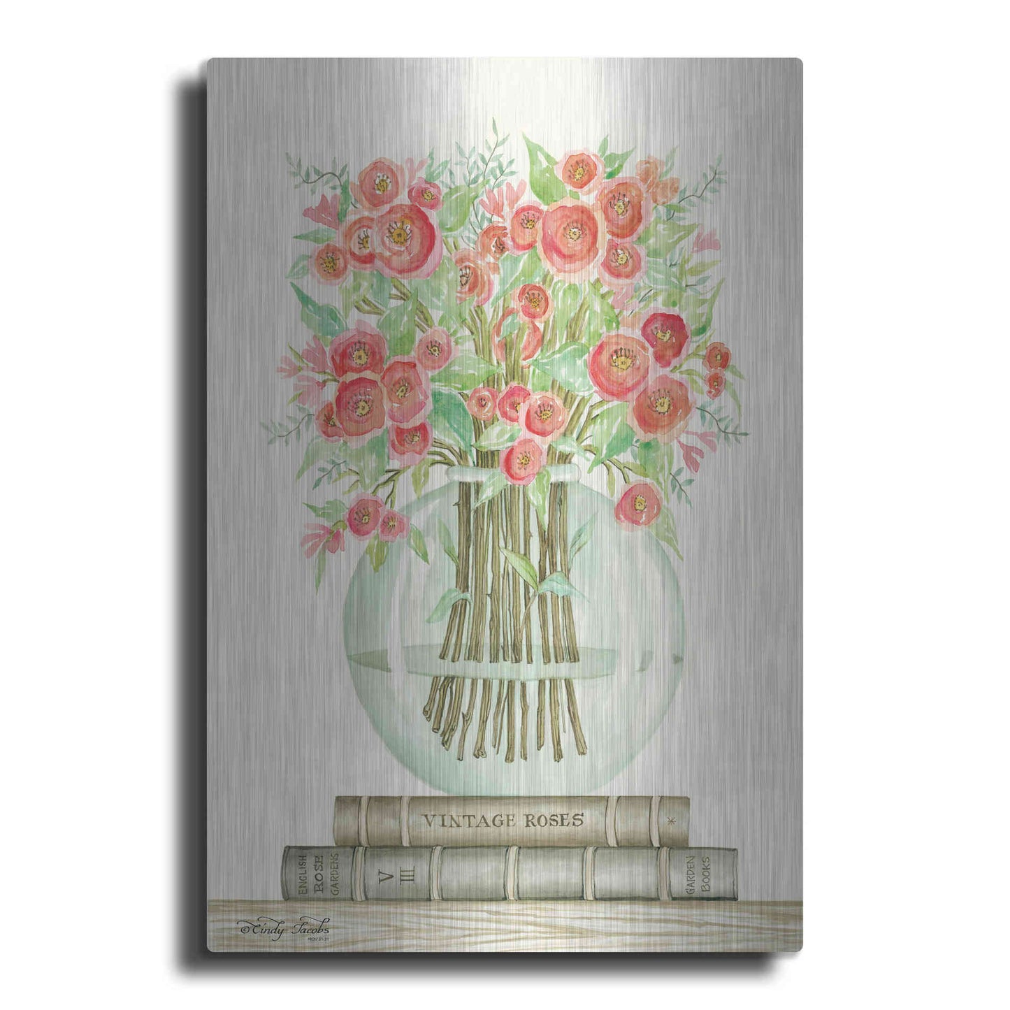 Luxe Metal Art 'Book Bouquet III' by Cindy Jacobs, Metal Wall Art