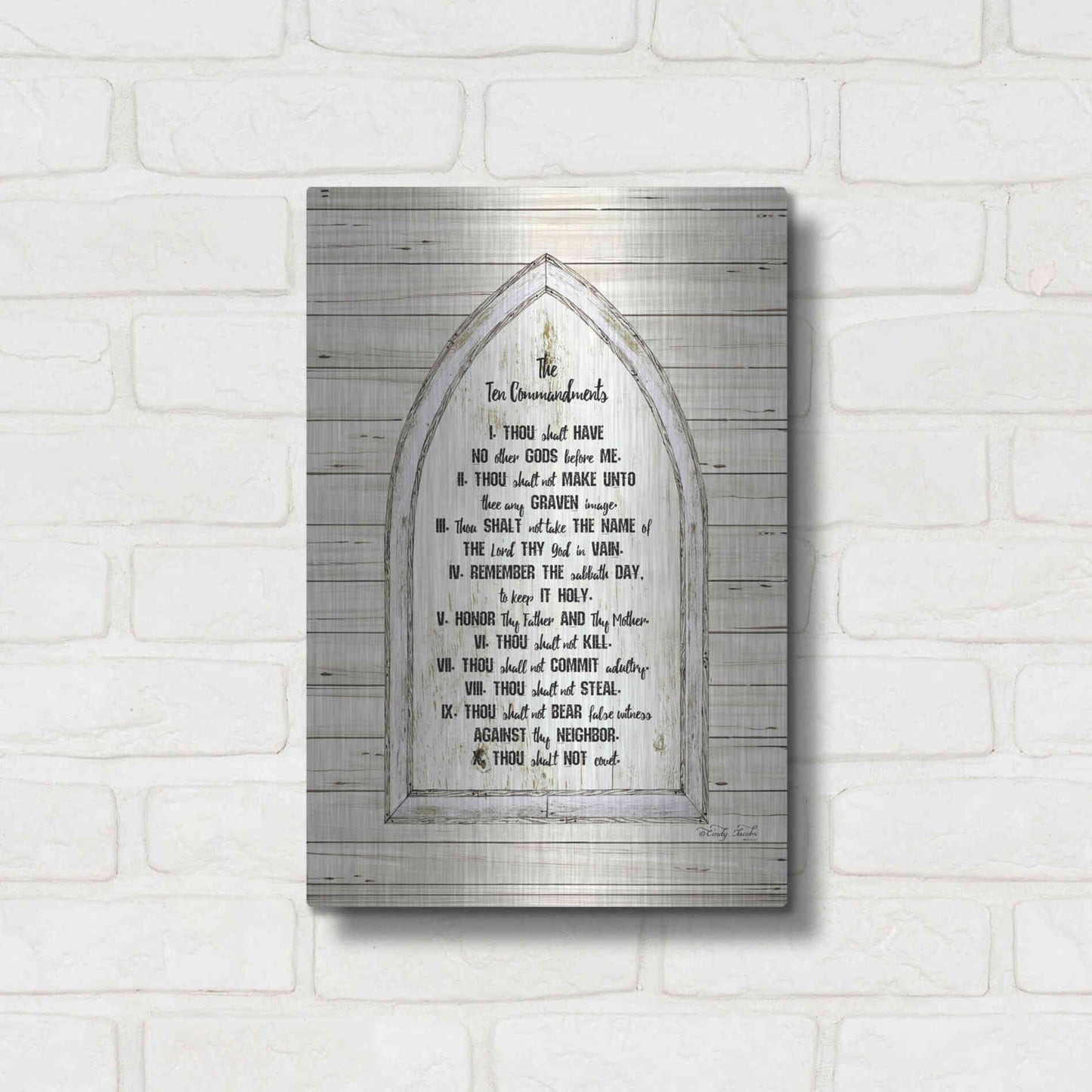 Luxe Metal Art 'Ten Commandments' by Cindy Jacobs, Metal Wall Art,12x16