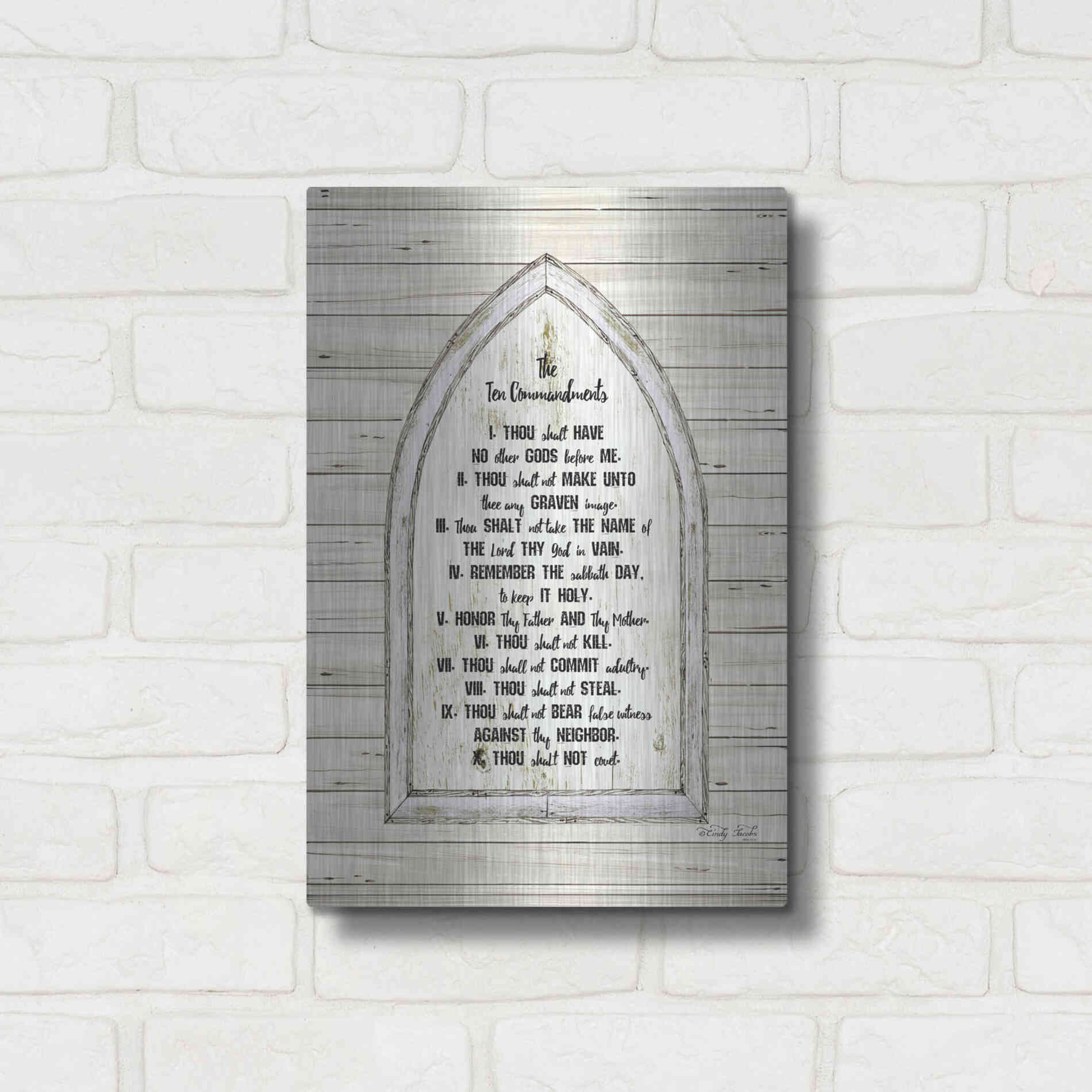 Luxe Metal Art 'Ten Commandments' by Cindy Jacobs, Metal Wall Art,12x16
