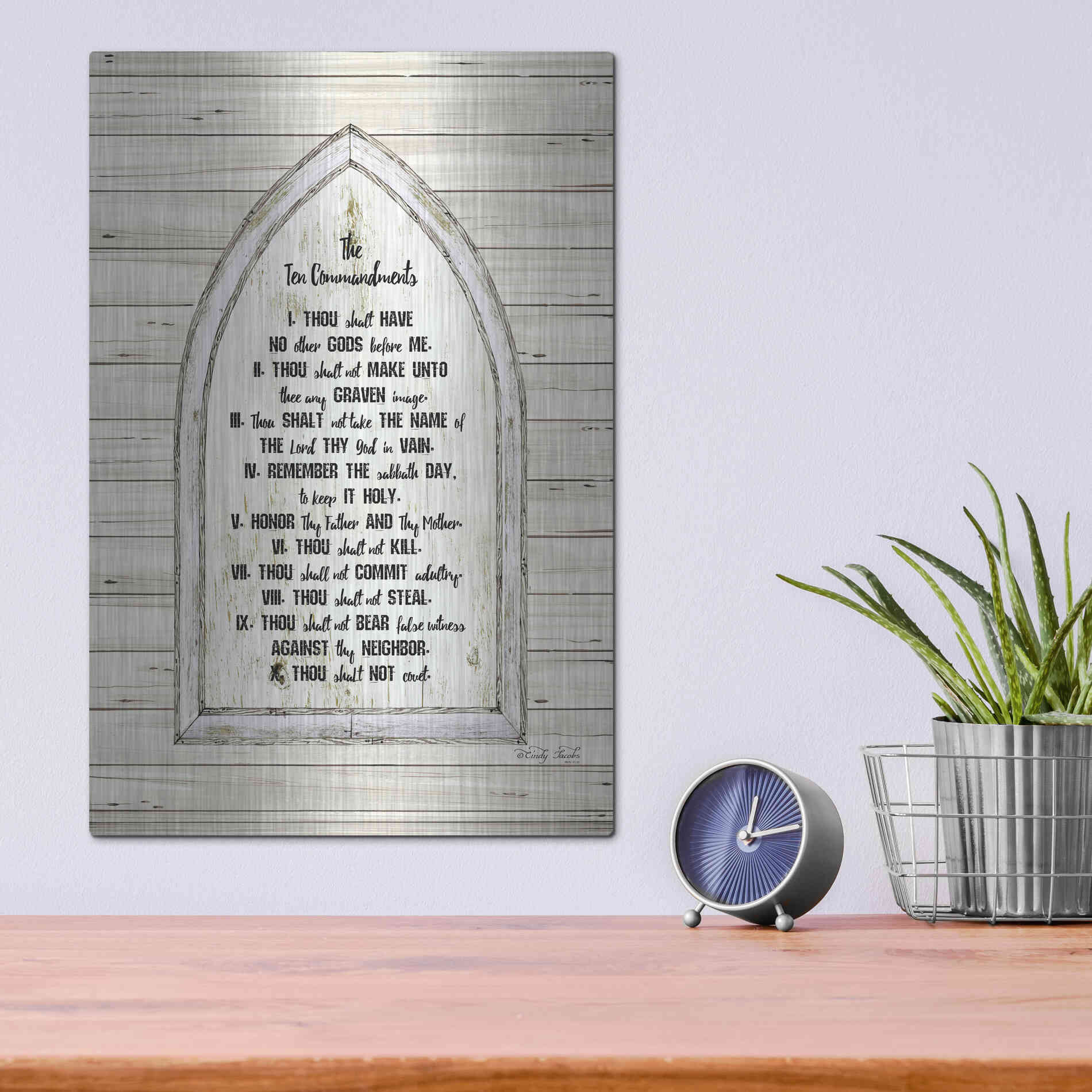 Luxe Metal Art 'Ten Commandments' by Cindy Jacobs, Metal Wall Art,12x16
