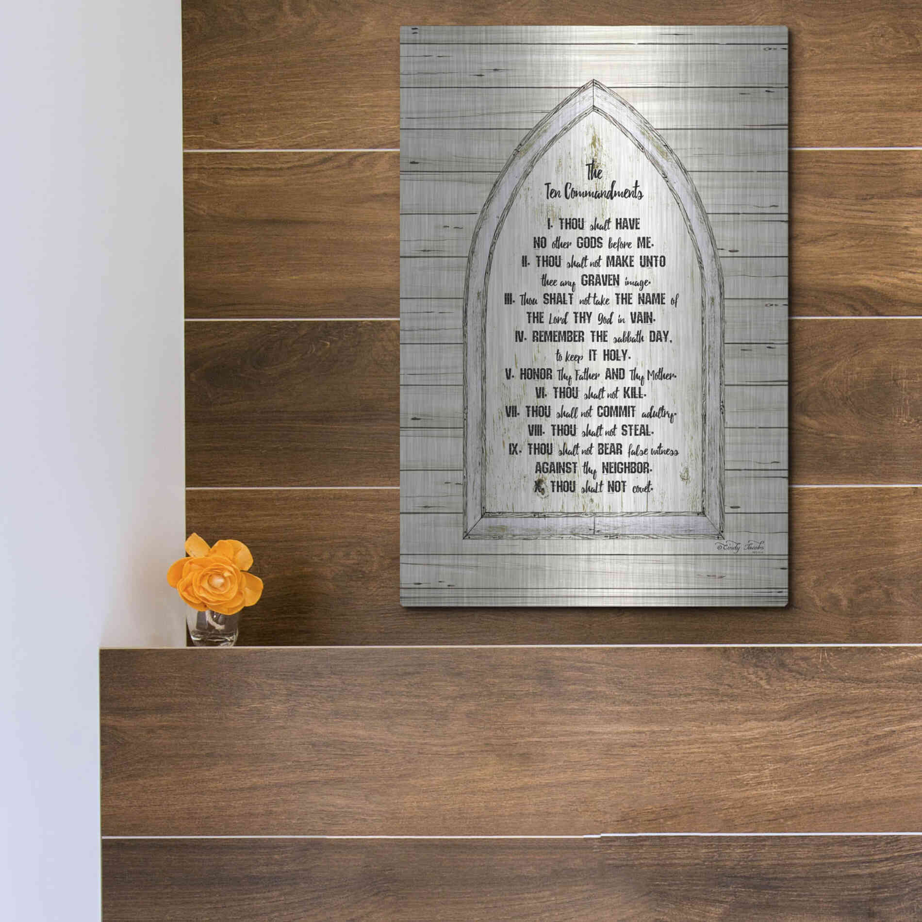 Luxe Metal Art 'Ten Commandments' by Cindy Jacobs, Metal Wall Art,12x16