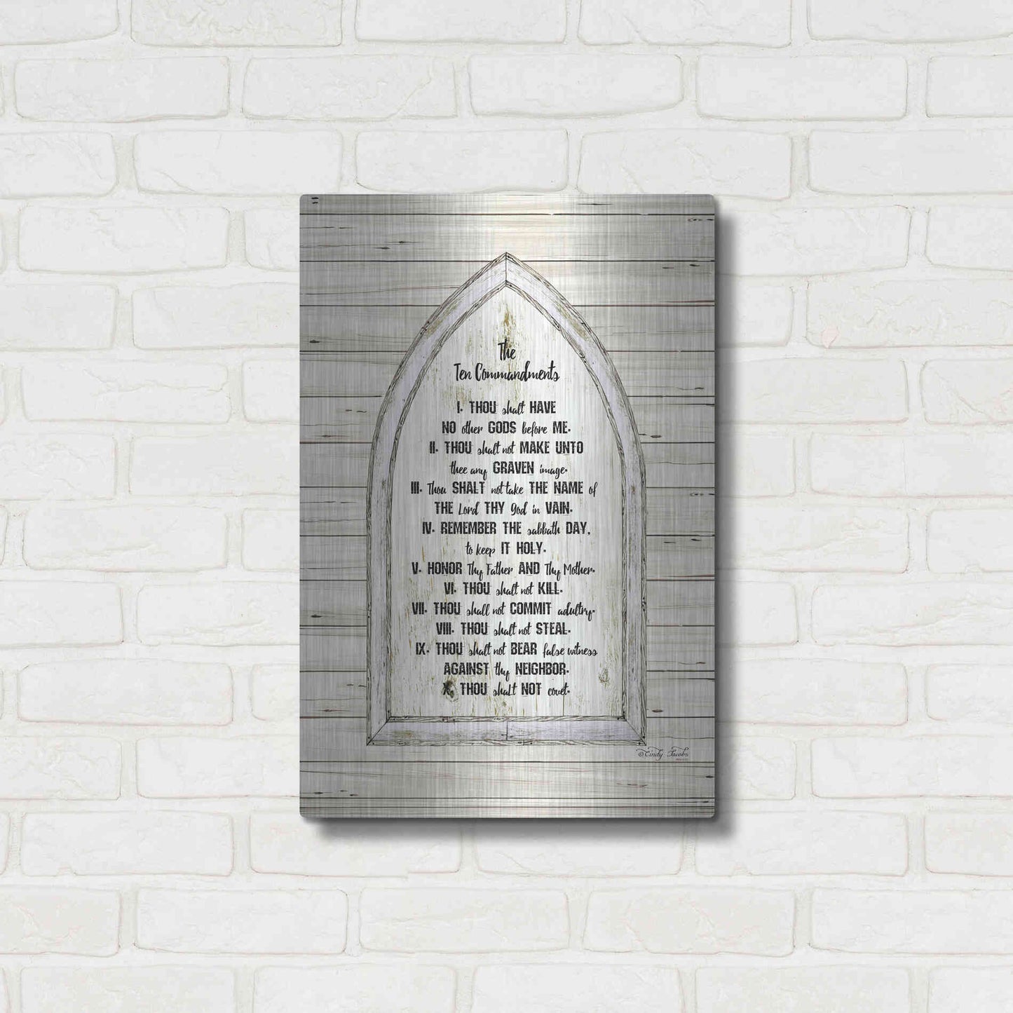 Luxe Metal Art 'Ten Commandments' by Cindy Jacobs, Metal Wall Art,16x24