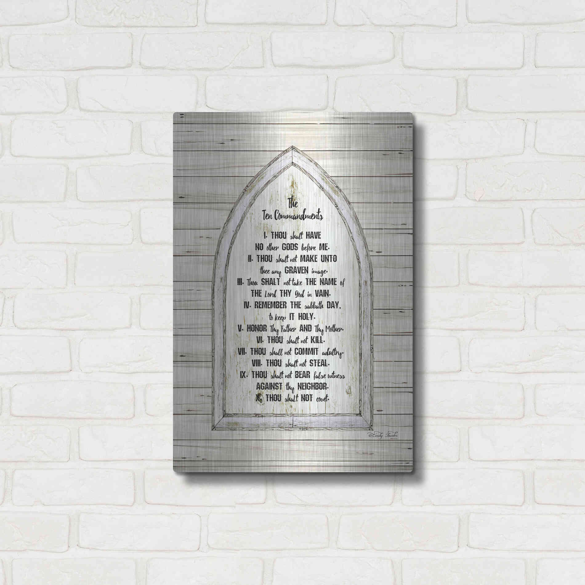 Luxe Metal Art 'Ten Commandments' by Cindy Jacobs, Metal Wall Art,16x24