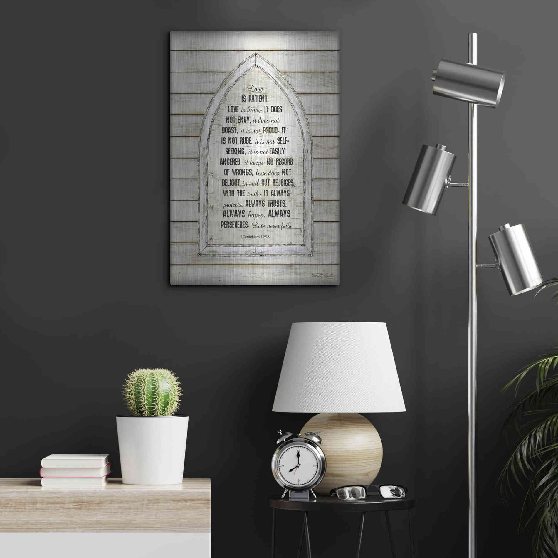 Luxe Metal Art 'Love is Patient Verse Arch' by Cindy Jacobs, Metal Wall Art,16x24