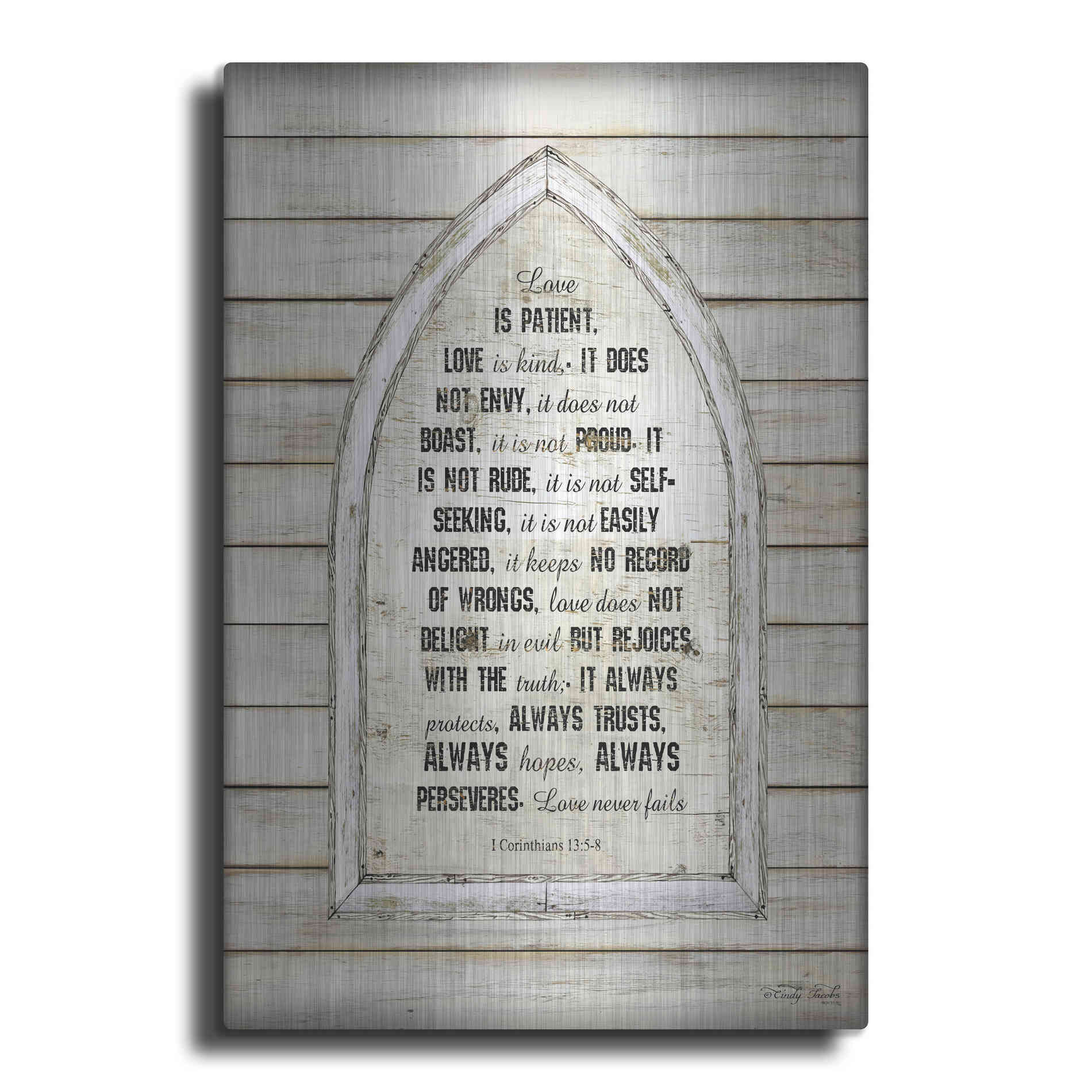 Luxe Metal Art 'Love is Patient Verse Arch' by Cindy Jacobs, Metal Wall Art