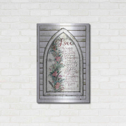 Luxe Metal Art 'Love is Patient Arch with Flowers' by Cindy Jacobs, Metal Wall Art,24x36