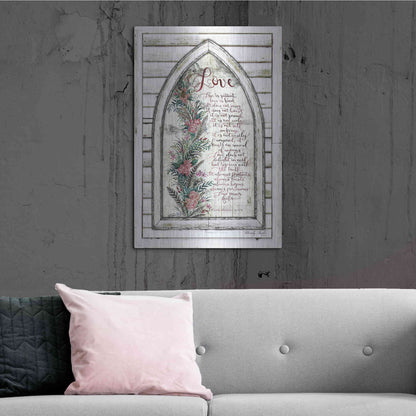 Luxe Metal Art 'Love is Patient Arch with Flowers' by Cindy Jacobs, Metal Wall Art,24x36