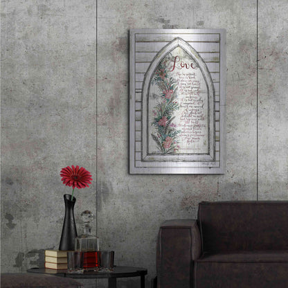 Luxe Metal Art 'Love is Patient Arch with Flowers' by Cindy Jacobs, Metal Wall Art,24x36
