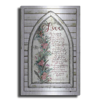 Luxe Metal Art 'Love is Patient Arch with Flowers' by Cindy Jacobs, Metal Wall Art