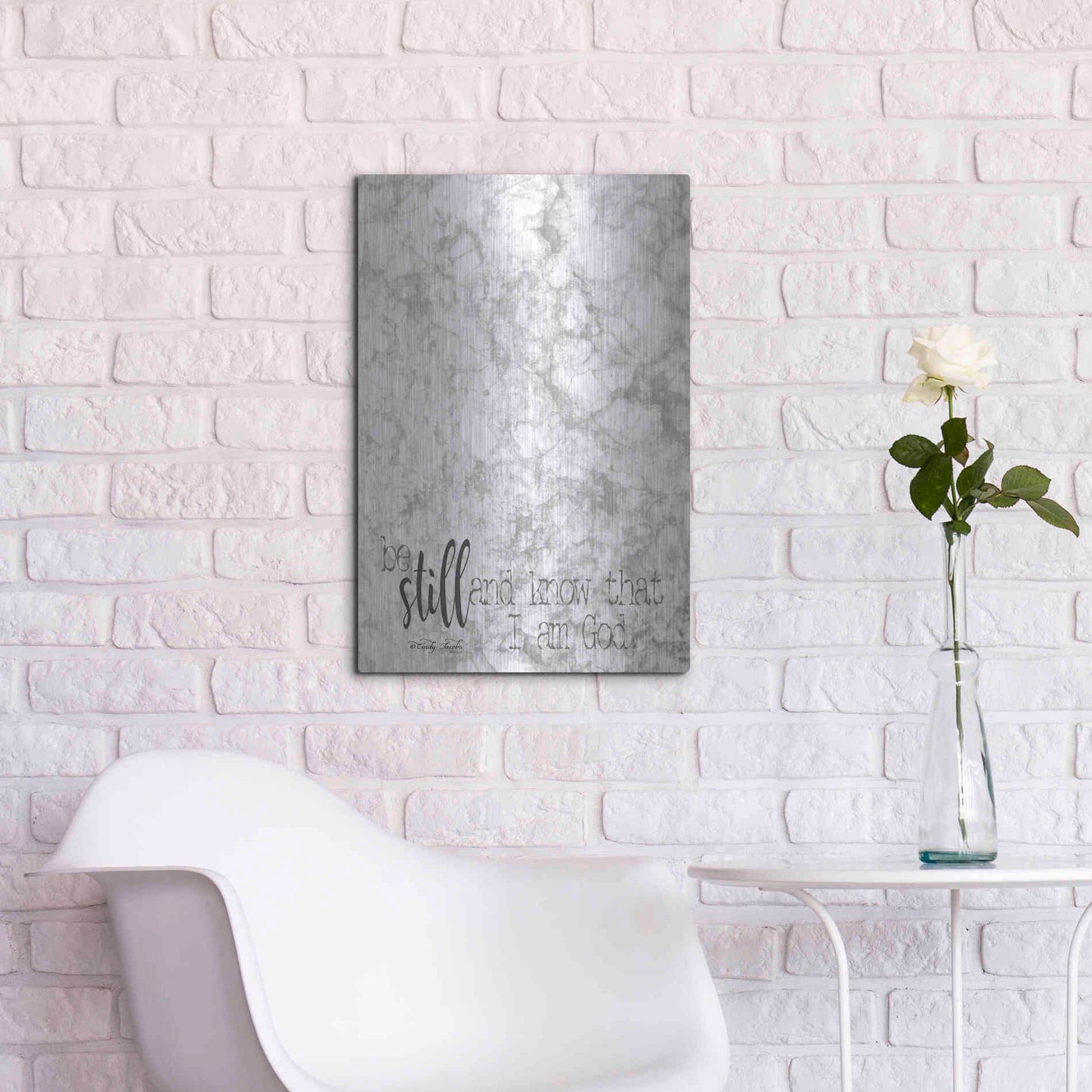 Luxe Metal Art 'Be Still' by Cindy Jacobs, Metal Wall Art,16x24