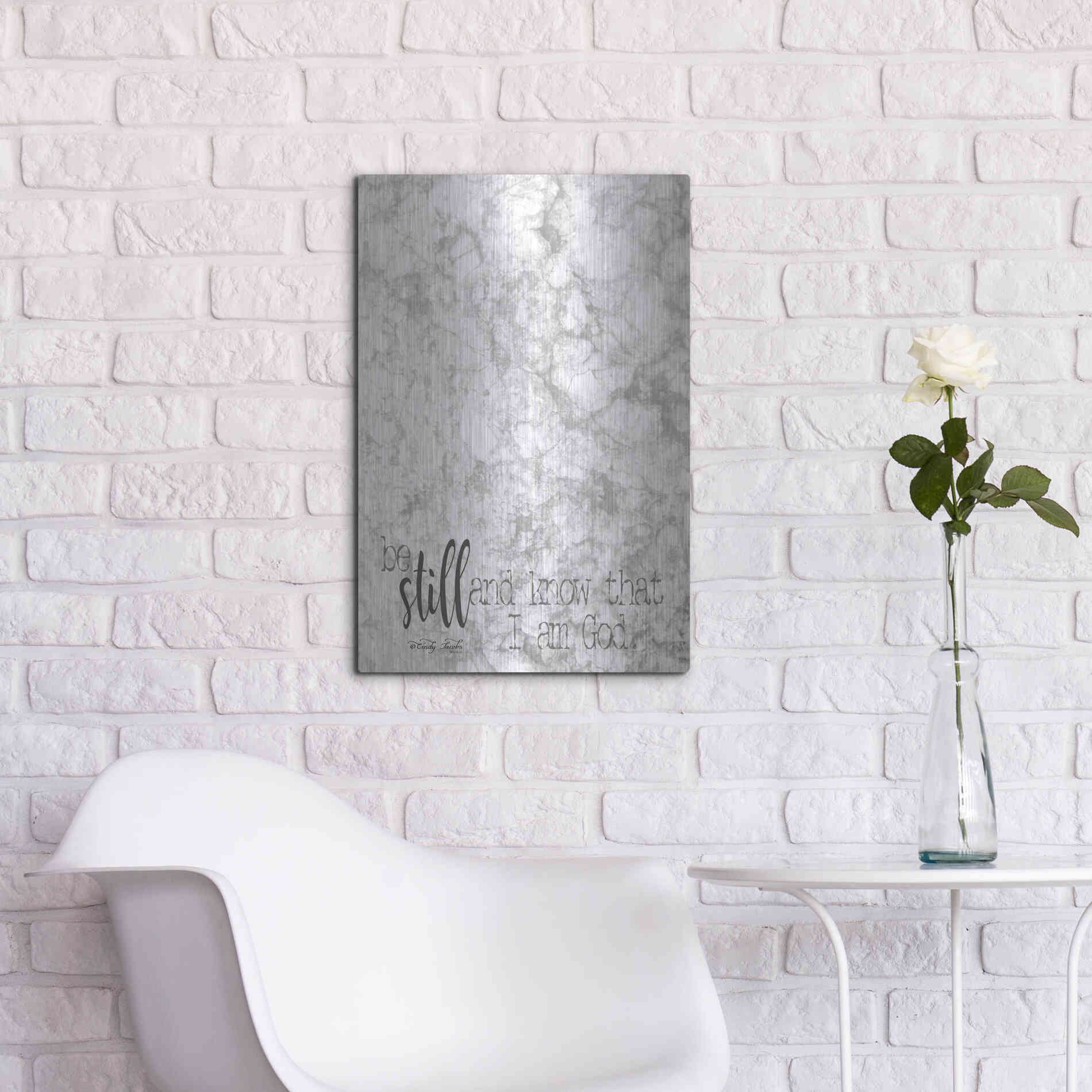 Luxe Metal Art 'Be Still' by Cindy Jacobs, Metal Wall Art,16x24