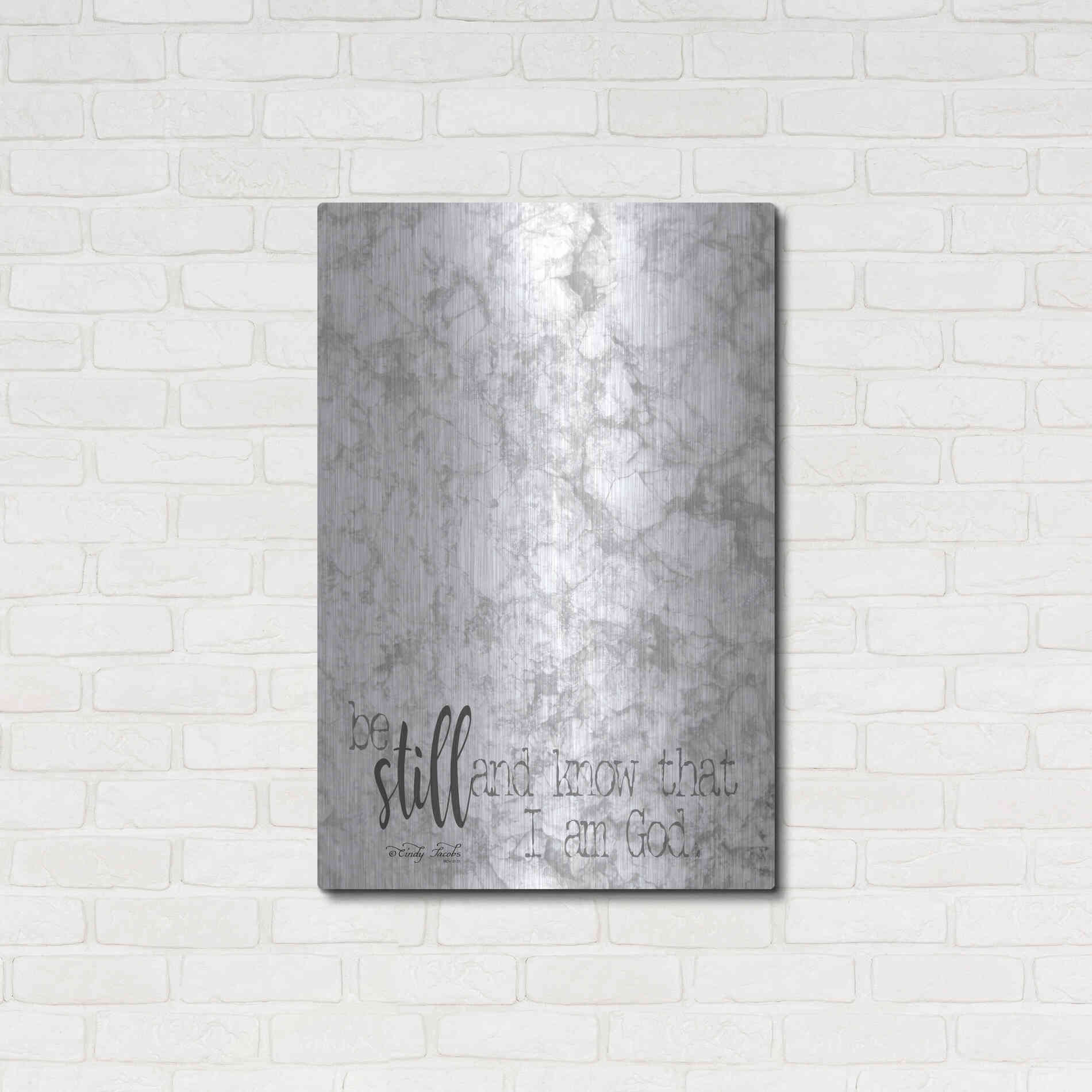 Luxe Metal Art 'Be Still' by Cindy Jacobs, Metal Wall Art,24x36