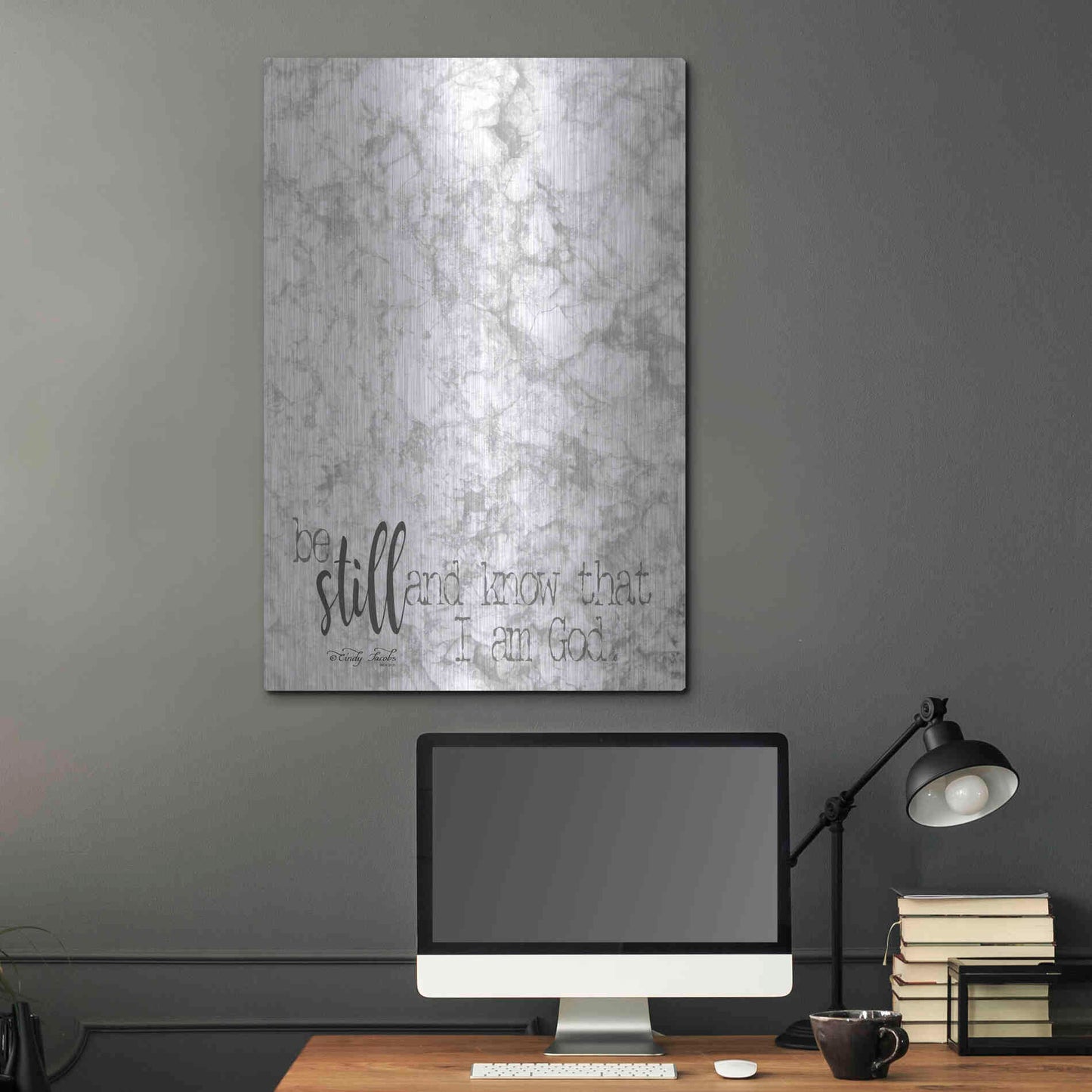 Luxe Metal Art 'Be Still' by Cindy Jacobs, Metal Wall Art,24x36