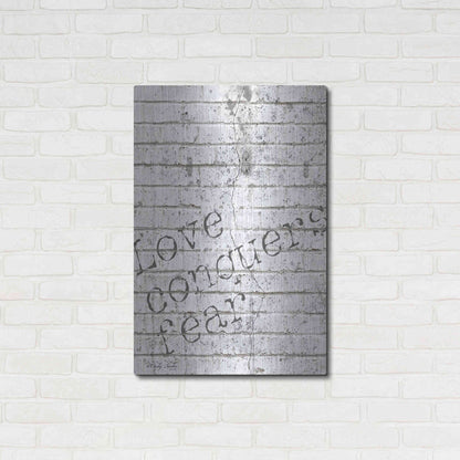 Luxe Metal Art 'Love Conquers Fear' by Cindy Jacobs, Metal Wall Art,24x36