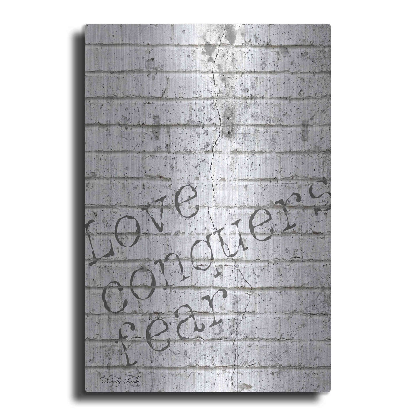 Luxe Metal Art 'Love Conquers Fear' by Cindy Jacobs, Metal Wall Art