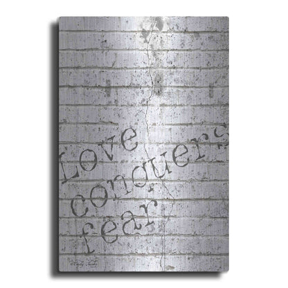 Luxe Metal Art 'Love Conquers Fear' by Cindy Jacobs, Metal Wall Art
