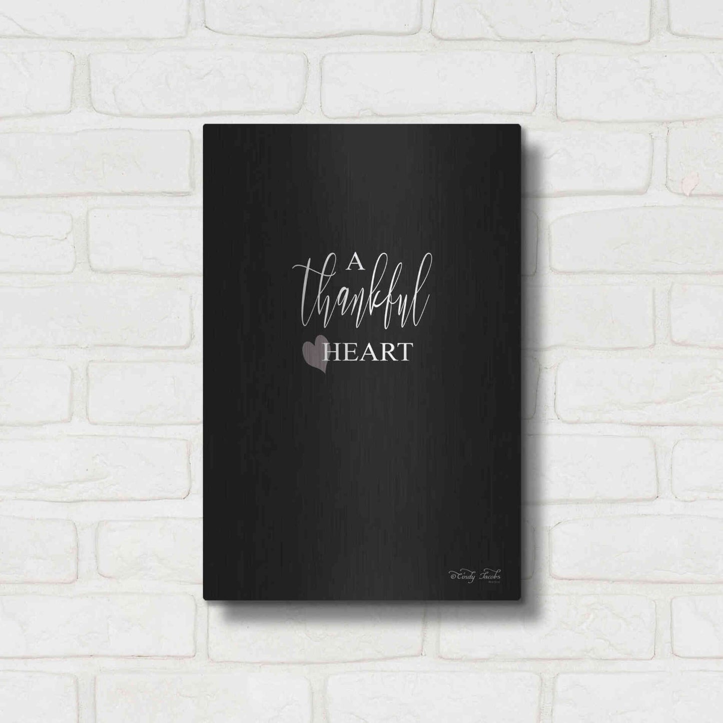Luxe Metal Art 'A Thankful Heart Sign' by Cindy Jacobs, Metal Wall Art,12x16