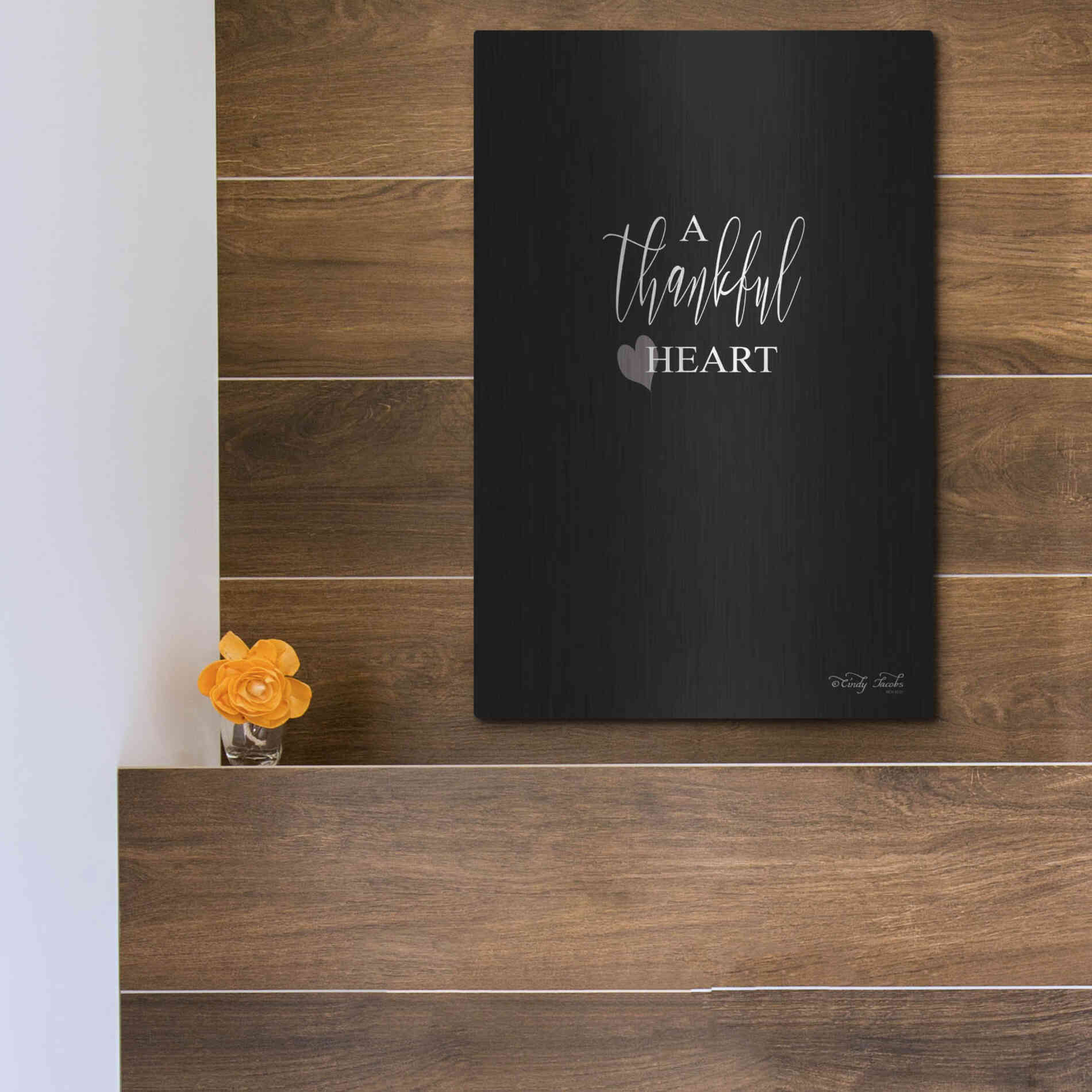 Luxe Metal Art 'A Thankful Heart Sign' by Cindy Jacobs, Metal Wall Art,12x16