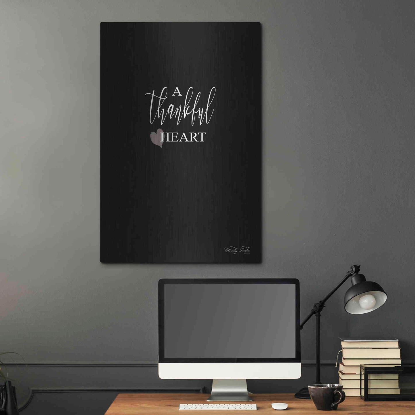 Luxe Metal Art 'A Thankful Heart Sign' by Cindy Jacobs, Metal Wall Art,24x36