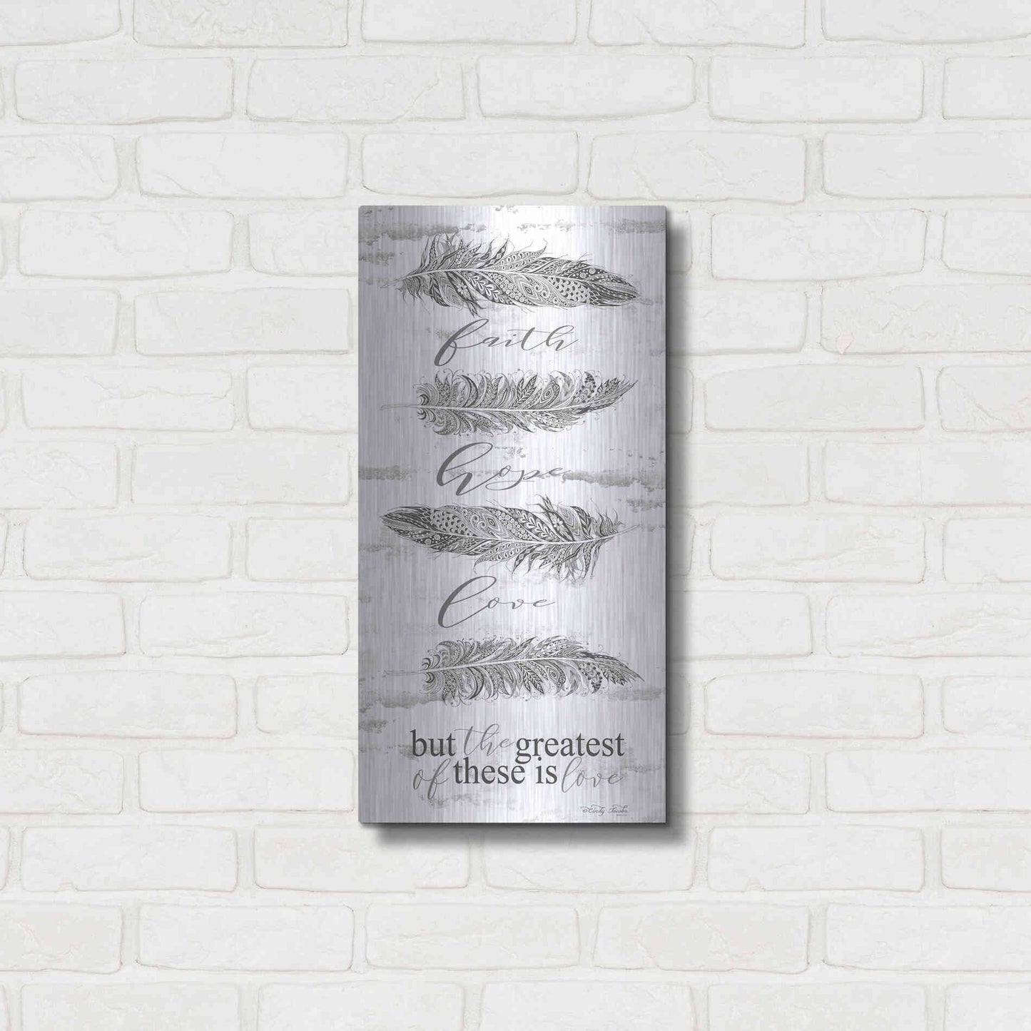 Luxe Metal Art 'The Greatest is Love' by Cindy Jacobs, Metal Wall Art,12x24