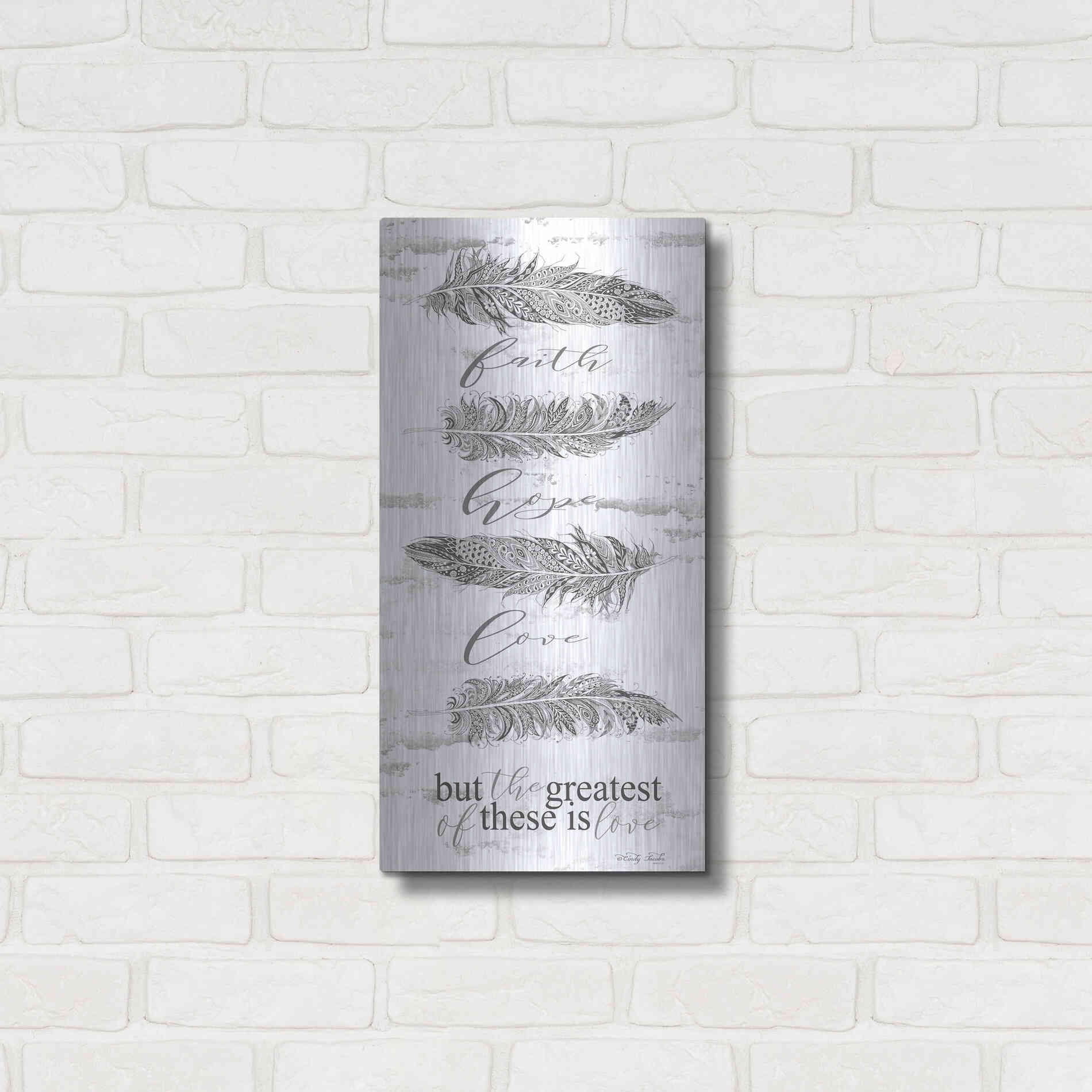 Luxe Metal Art 'The Greatest is Love' by Cindy Jacobs, Metal Wall Art,12x24