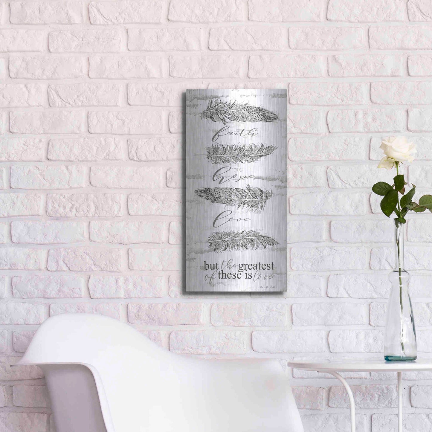 Luxe Metal Art 'The Greatest is Love' by Cindy Jacobs, Metal Wall Art,12x24
