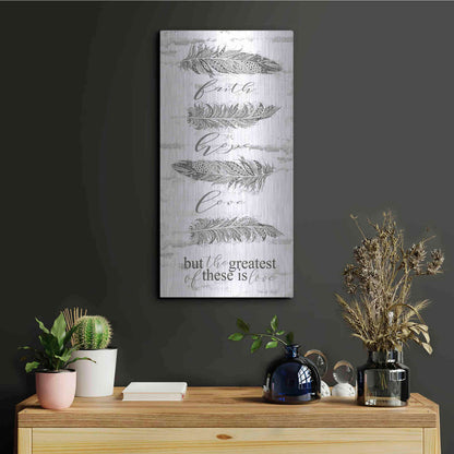 Luxe Metal Art 'The Greatest is Love' by Cindy Jacobs, Metal Wall Art,12x24