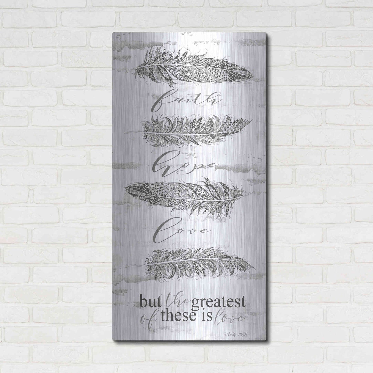 Luxe Metal Art 'The Greatest is Love' by Cindy Jacobs, Metal Wall Art,24x48