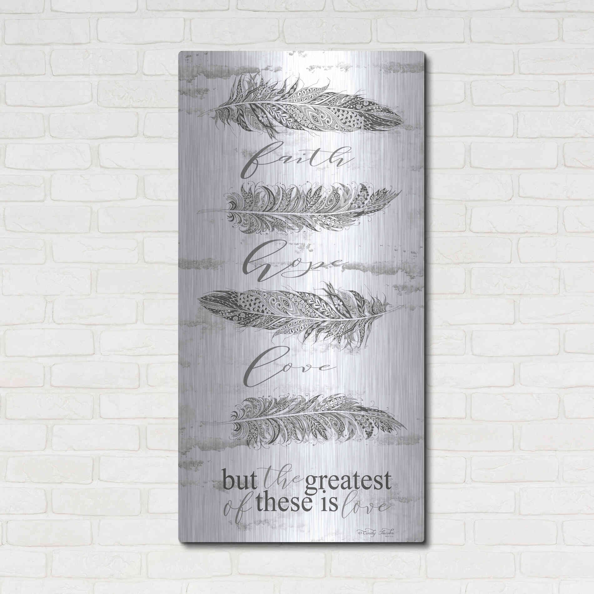 Luxe Metal Art 'The Greatest is Love' by Cindy Jacobs, Metal Wall Art,24x48
