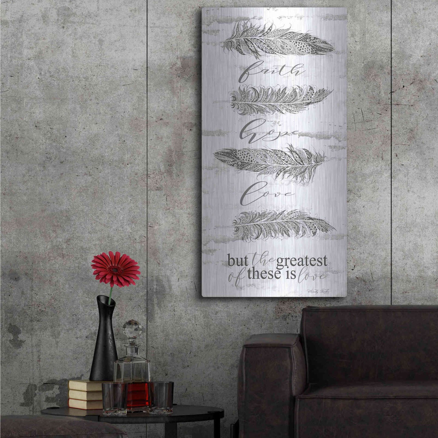 Luxe Metal Art 'The Greatest is Love' by Cindy Jacobs, Metal Wall Art,24x48