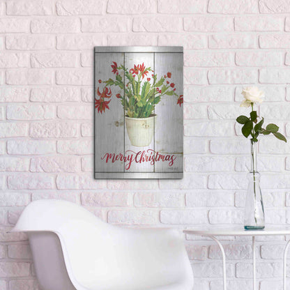 Luxe Metal Art 'Merry Christmas Cactus' by Cindy Jacobs, Metal Wall Art,16x24