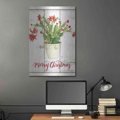 Luxe Metal Art 'Merry Christmas Cactus' by Cindy Jacobs, Metal Wall Art,24x36