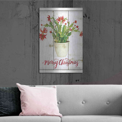 Luxe Metal Art 'Merry Christmas Cactus' by Cindy Jacobs, Metal Wall Art,24x36