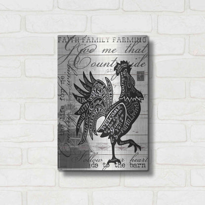 Luxe Metal Art 'Welcome to the Farm Chicken' by Cindy Jacobs, Metal Wall Art,12x16